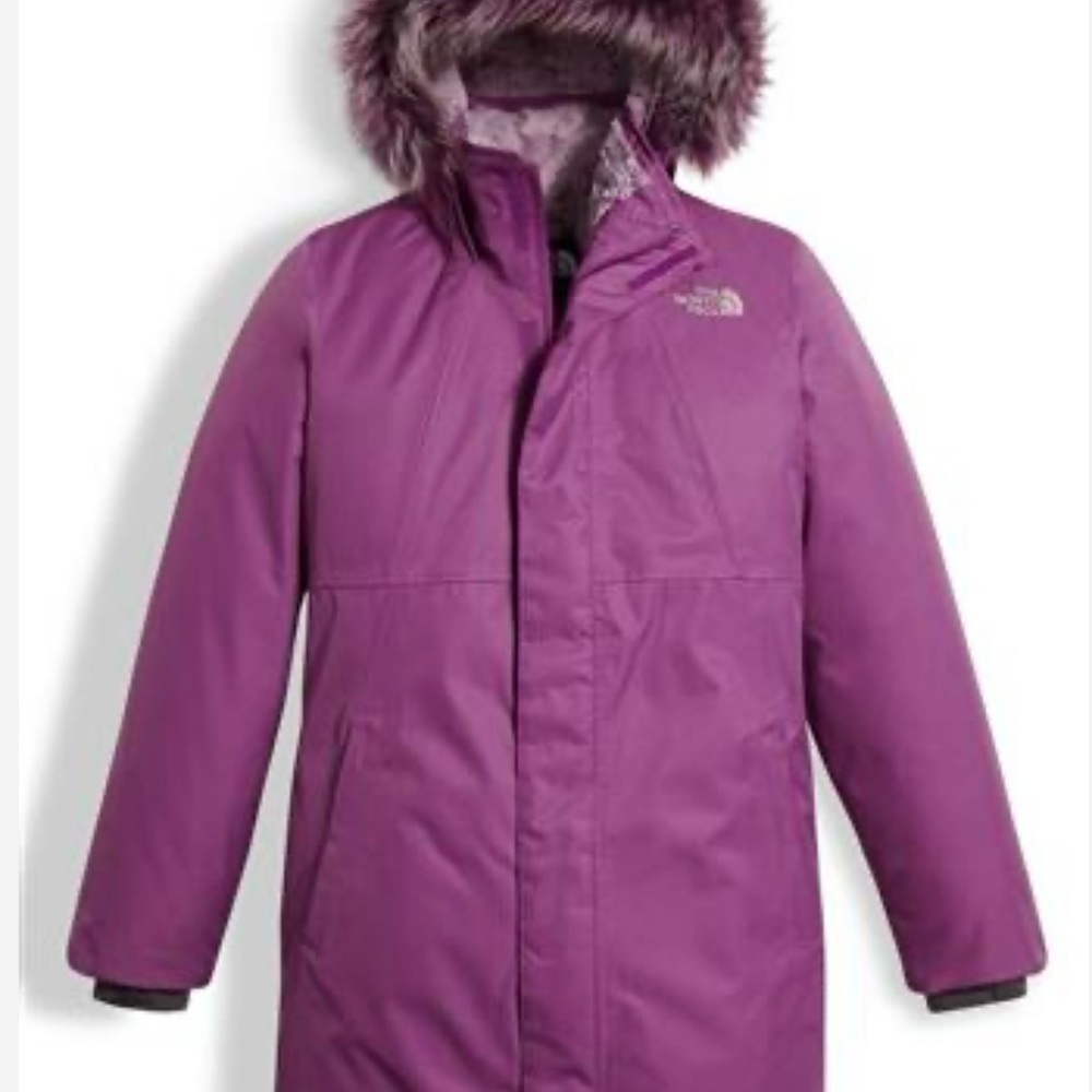 The North Face Kids Purple Jacket with Fur Hood